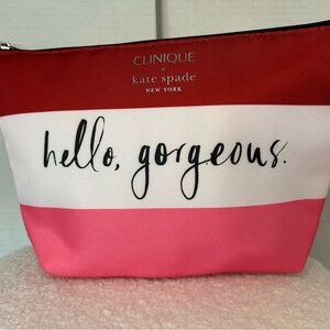 Clinique collaboration Kate Spade Red and Pink Cosmetic Pouch